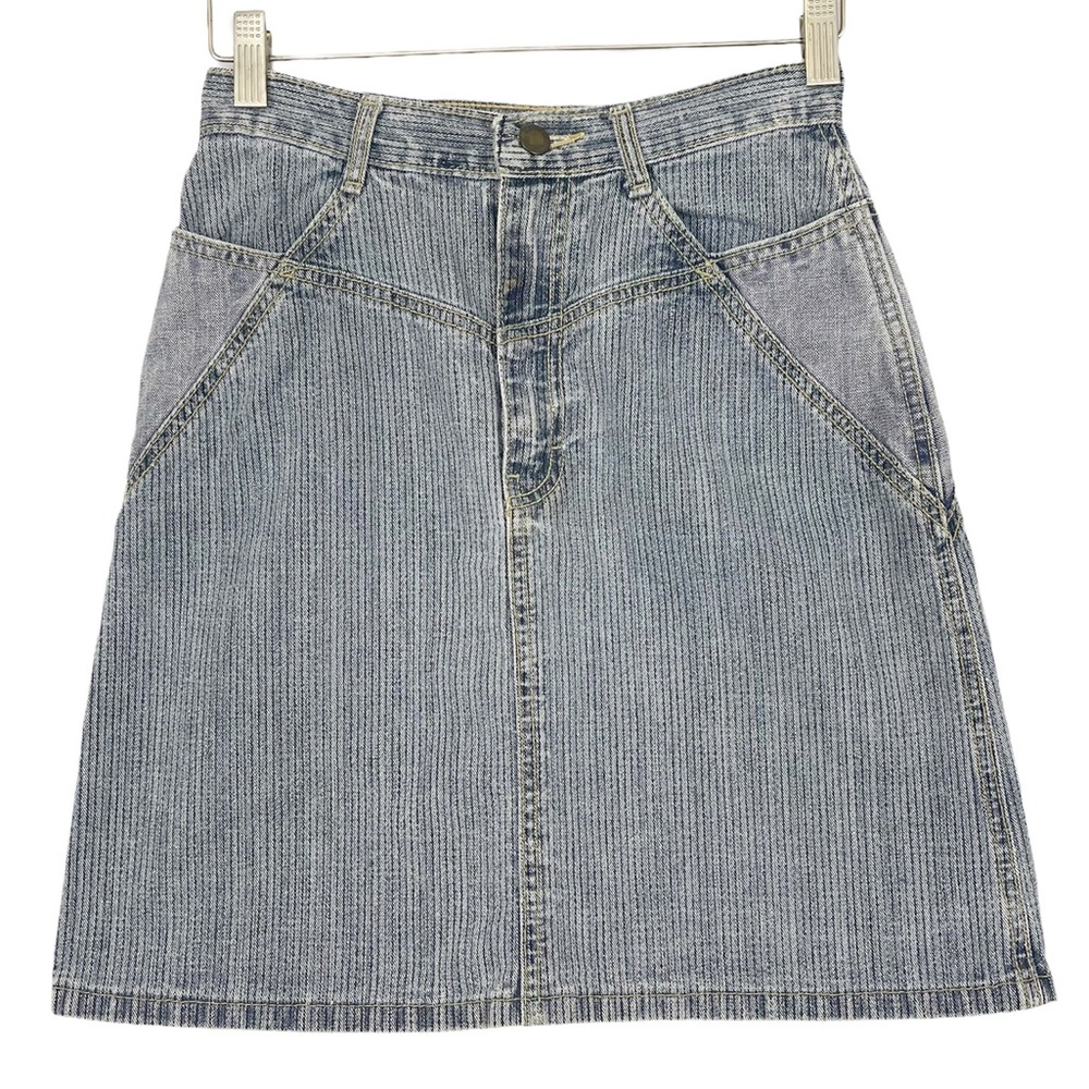 VINTAGE 80s 90s Jordache Stripe Denim Jean Mini